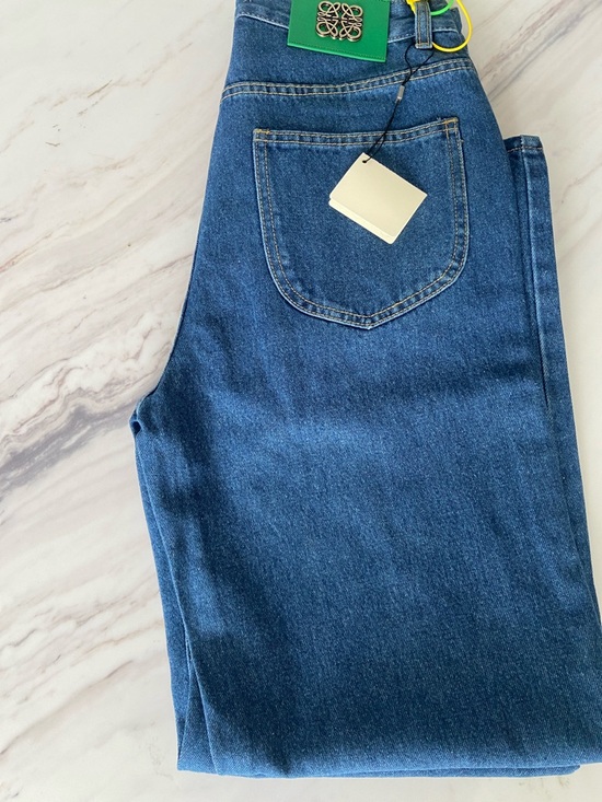 Loewe Blue Straight-Leg Jeans with White Anagram Knees - Picture 4 of 5